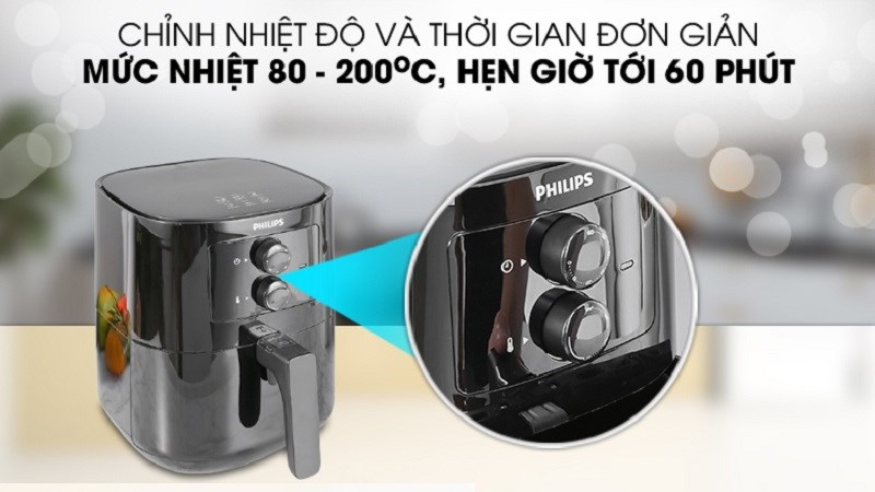 Philips HD920 / 90.  cháº¿ Ä‘á»™ Ä‘iá»�u chá»‰nh ná»“i chiÃªn khÃ´ng dáº§u